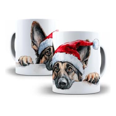 Imagem de Caneca De Natal Pastor-Alemão – Porcelana 325ml Branca, Estampa Pet Natalina, Presente Criativo para Amantes de Cães