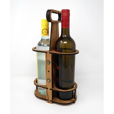 Imagem de Sacola de vinho com 2 garrafas de madeira de carvalho - restaurantes, degustação, festas, ótimo presente para amantes de vinho