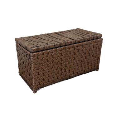 Imagem de Baú Organizador Multiuso em Fibra Sintética para Roupa Suja, Brinquedos e Outros – Cesto Artesanal 60x30x30 cm, Estrutura de Madeira(Argila)