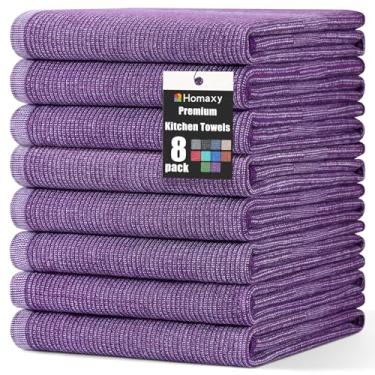 Imagem de Homaxy Toalhas de cozinha premium (45,7 cm x 71,1 cm, pacote com 8), toalhas de mão de cozinha grandes de algodão, toalhas de prato planas e felpudas, conjunto de toalhas de chá altamente absorvente