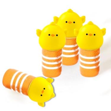 Imagem de Pacote com 4 tampas de haste de válvula de pneu de galinha fofa resina 3D animal amarelo pintinho acessórios para carro, tampas de ar de pneu universais para carro, SUV, bicicleta, motocicleta