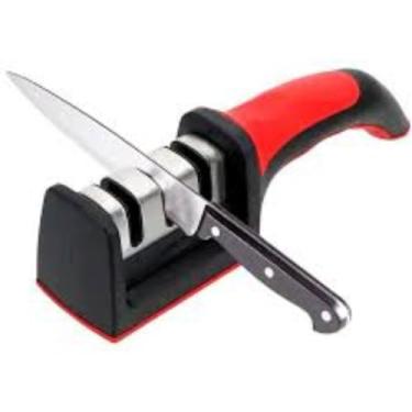 Imagem de Afiador Amolador de Facas 3 em 1 Profissional Manual Aço Cabo Ergonômico Base Antiderrapante Uso Diário Corte Rápido e Preciso Premium