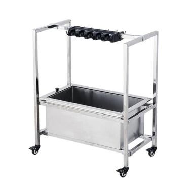 Imagem de TRGCJGH Carrinho de limpeza, suporte de vassoura e esfregão, organizador de limpeza, carrinho com rodas carrinho de ferramentas de limpeza de chão (73 cm/28,7 pol, 10 compartimentos e 12 ganchos)