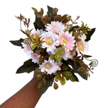Imagem de Kit com 2 Buquês de Margaridas Artificiais com Folhagem – Arranjos Permanentes para Decoração de Casa, Casamento e Festas(Rosa-claro)