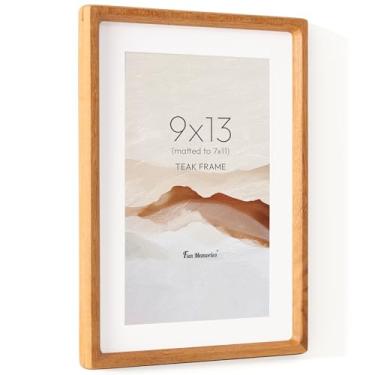 Imagem de Fun Memories Moldura de 22 x 33 cm, molduras de madeira teca com vidro temperado HD, moldura de madeira com canto arredondado feito à mão, moldura de madeira 23 x 30 cm fosca para fotos de 19 x 28 cm