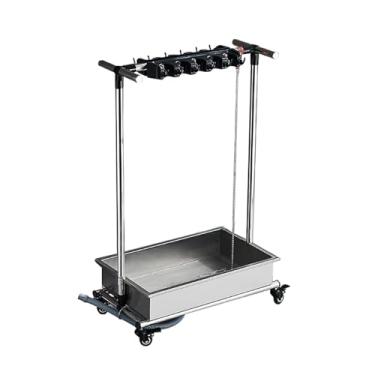 Imagem de TRGCJGH Pia de esfregão de aço inoxidável, carrinho de limpeza rack de ferramentas de jardim com suporte de esfregão de vassoura, carrinho de limpeza multifuncional e organizador de ferramentas (64 cm