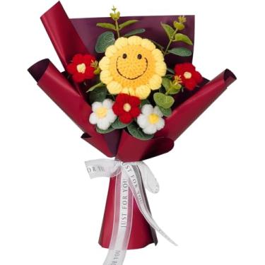 Imagem de XIAOMAIDAM Buquê de girassóis artificiais, flores artificiais de rosas tecidas à mão, adequado para decoração de mesa de família, para namorada, mãe, presente de aniversário e casamento (girassol