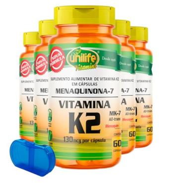 Imagem de Vitamina K2 - Menaquinona Unilife 60 Cápsulas 5un + Porta Cápsulas