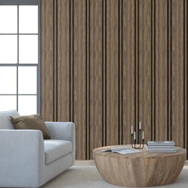 Imagem de Papel De Parede Efeito Ripas Adesivo Escura Cerejeira - LRP