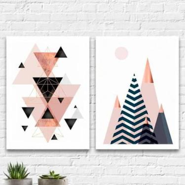 Imagem de Kit 2 Quadros Figuras Geométricas Roses 33X24Cm - Branca - Quadros On-