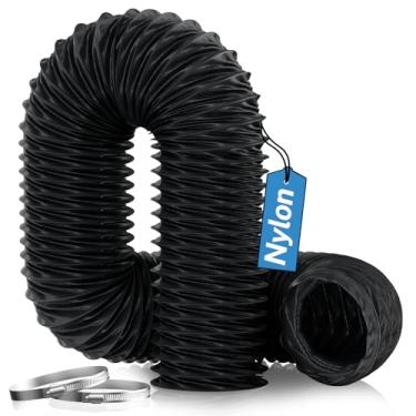 Imagem de Hon&Guan Mangueira de aquecedor a diesel 7,6 cm x 16 pés, duto de ar quente de nylon preto, sem odor e tubo de ventilação retardante de chamas para aquecedor a diesel