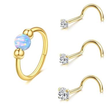 Imagem de Conjunto de argolas pequenas hipoalergênicas de aço cirúrgico 316L para cartilagem de 20 g para mulheres, brincos de opala 18G de 10 mm para hélice/tragus/concha/torre/2ª-3ª orelha/piercing de nariz