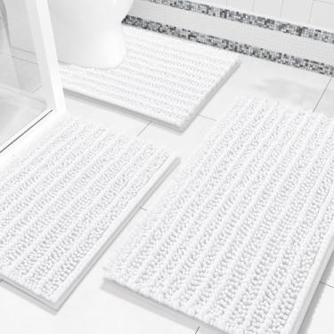 Imagem de Arotive Conjunto de tapetes de banheiro luxuosos de chenille de 3 peças, tapetes de banho felpudos absorventes extramacios, antiderrapantes para lavagem à máquina, tapetes de banho secos para banheiro