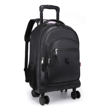 Imagem de Mochila Infantil Menina Kika Metalizada 4 Rodas Escolar (Preto)