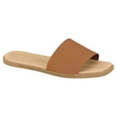 Imagem de Chinelo Slide Feminino Napa Canelado Camel Moleca 5494.100-Feminino