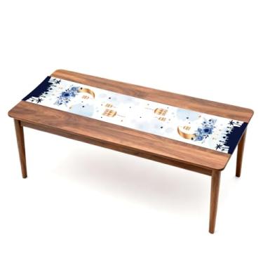Imagem de Caminho de Mesa para o Ramadão, 183cm x 33cm Estampado Castelo Lanterna e Flor Ideal para Decoração Sazonal de Cozinhas e Festas em Casa