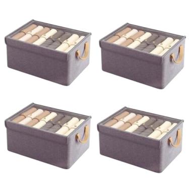 Imagem de Caixa Organizadora com Tampa e Estrutura em Arame – Armazenamento para Roupas e Calças | Anti-Poeira, Anti-Umidade, Material Resistente(4 Caixas Com Tampa)