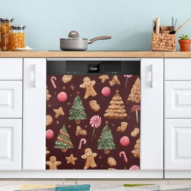 Imagem de ATTX Capa magnética para lava-louças de biscoitos de gengibre, 58 cm C x 66 cm A decoração da capa frontal da máquina de lavar louça, decalques de armário doméstico adesivos de eletrodomésticos #409
