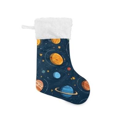 Imagem de Blueangle 1 pacote com 17,7 polegadas desenho animado sistema solar planetas meias de Natal para decorações de festas de fim de ano, porta-presentes e meias (59)