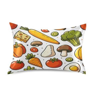 Imagem de Blueangle Fronha de cetim de vegetais coloridos para cabelo e pele, fronha de seda, tamanho padrão (51 x 66 cm) - Capas de almofada de cetim refrescantes com fecho de envelope (662)