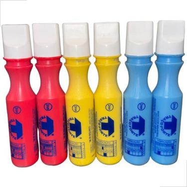 Imagem de Kit 6 Marcadores Industrial 2 Vermelho 2 Amarelo 2 Azul 2mm - BADEN