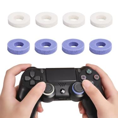 Imagem de Tandoler Pacote com 8 anéis buffer de joystick aprimorados para PlayStation 5, acessórios de jogos, para PS4, PS5, Xbox One, Xbox Elite, anéis de precisão para PS5 (branco/roxo
