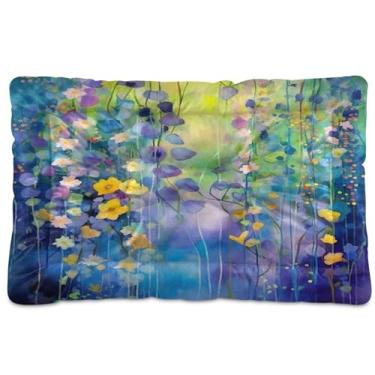 Imagem de SEHANY Cama de jardim de flores silvestres para cães e gatos com fundo antiderrapante, caixa de canil, colchão macio para animais de estimação, lavável para cães pequenos, médios e grandes, gatos, 45