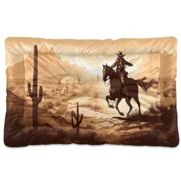 Imagem de SEHANY Cama de cowboy do deserto ocidental para cães e gatos com fundo antiderrapante, caixa de canil, colchão macio para animais de estimação, lavável para cães pequenos, médios e grandes, gatos, 91