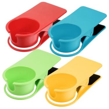 Imagem de mekueeex 4 peças de clipe para copo de bebida, cadeira Adirondack de mesa com suporte de clipe para caneca de café e refrigerante de água