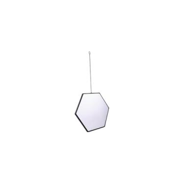 Imagem de Espelho de Parede Hexagonal, Moldura Metálica Dourada, Decoração Elegante, 22cm x 27cm, com Suporte para Pendurar, Design Geométrico para Sala, Quarto, Banheiro