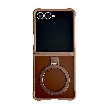 Imagem de Capa transparente fosca com suporte magnético para Samsung Galaxy Z Flip 7 6 5 4 3 Zflip7 (para Galaxy Z Flip 5/Marrom)