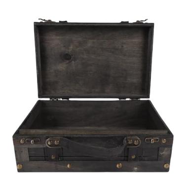 Imagem de Jectse Baú de Madeira, Tronco de Armazenamento de Madeira Vintage Com Alças Decorativas e Ferragens Antigas, para Decoração de Casa, Armazenamento de Itens, Adereços de Fotografia (1624B-01 Cinza)