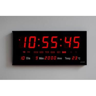 Imagem de Relógio de Parede Digital LED Gigante 36cm – Exibe Data, Temperatura e Calendário – Possui Função Alarme – Ideal para Escritório, Academia e Sala