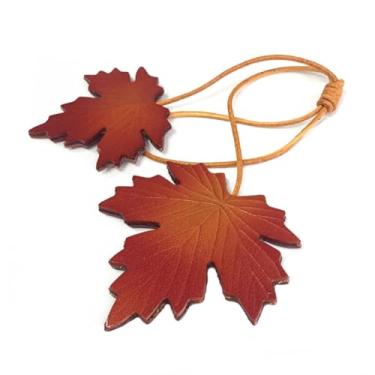 Imagem de Porta-chaves de couro de folha de bordo, enfeite de bolsa, simulação de folhas de árvore, berloques de bolsa, acessórios de bolsa, berloques de carro, acessório de bagagem, pingente de bolsa