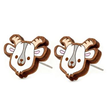 Imagem de Brincos de madeira para mulheres, pé grande, softball, tênis, pinguim, tartaruga, cão, gato, vaca, pato, Papai Noel, preguiça, hipopótamo, margarida, golfinho, fofo, vintage, hipoalergênico, brincos
