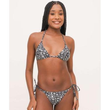 Imagem de Top Biquíni Cortininha Estampado Bojo Removível Marisa-25049, Preto, M