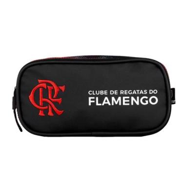 Imagem de Estojo Triplo Flamengo Escolar Infantil Oficial Rubro Negro Cor:Preto,