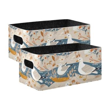 Imagem de xigua Conjunto de 2 caixas de armazenamento de pombos surfáveis, organizadores de cestos de armazenamento para decoração de casa para brinquedos, livros, prateleiras, armário, lavanderia, berçário