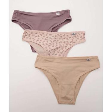 Imagem de Kit 3 Calcinhas Biquíni DelRio-26019, Marrom, Bege, M