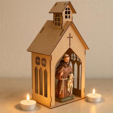 Imagem de Oratório Capela Pequena MDF Cru Religiosa Provençal Corte a Laser Para Imagem Ambiente de Fé