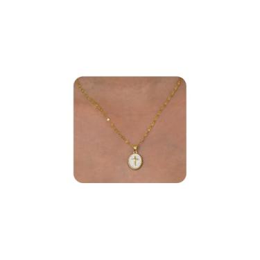 Imagem de FUTIMELY Colar de cruz minúscula para mulheres, colar cristão com cruz pequena, joia com pingente de crucifixo banhado a ouro, Small, Liga de aço, Sem Pedra Preciosa