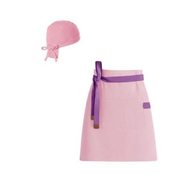 Imagem de Avental de Cintura e Bandana Rosa Roxo Confeitaria Açai - CASACHA