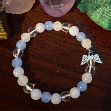 Imagem de Pulseiras elásticas com contas para mulheres azul cianita transparente pulseira de cristal para aura blindagem joia presente para crescimento pessoal, One Size, Pedra, Sem Pedra Preciosa