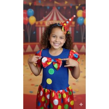 Imagem de Fantasia Infantil de Palhaçinha, Vestido Colorido com Bolinhas, Conjunto para Festa Circo, palhaço, Carnaval - tam 8 anos