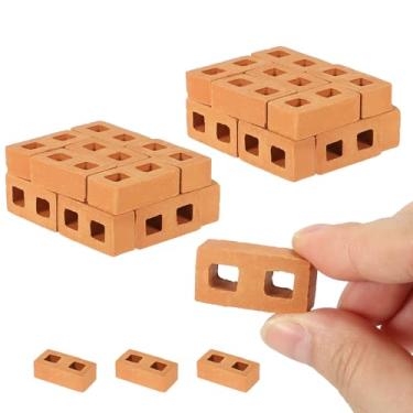 Imagem de PATIKIL Miniature Bricks, 100 Pcs 1:12 Scale Mini Red Tiles Clay Roof Miniature Brick Dollhouse Roofing DIY Craft Accessories Building Supplies for Fake House Model Garden