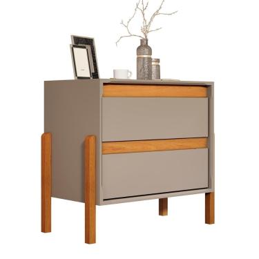 Imagem de Mesa De Cabeceira Verona Com 2 Gavetas E Pés Madeira Maciça Gris/nature Gris/nature