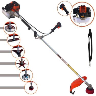 Imagem de Aparador de Grama Import Way IWRGM2T5X163 63cc 3HP Com Carretel de Nylon + Facas 2 Pontas, 3 Pontas, 6 Pontas, 80 Dentes de Vídea e Escova de Aço