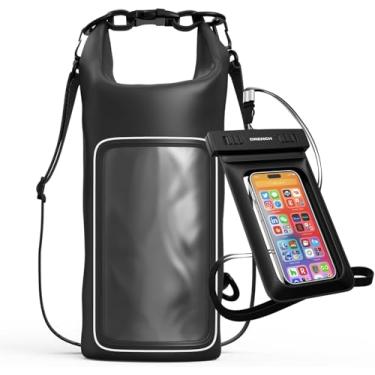 Imagem de Drench Bolsa de telefone flutuante impermeável 2L – Bolsa seca IPX8 com proteção de vedação dupla, janela sensível ao toque, alça ajustável e fecho roll-top – Bolsa impermeável para passeios de barco,
