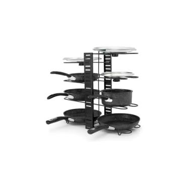 Imagem de Organizador de Panelas Ajustável, Metal, 46x20.5x38cm, Preto ou Branco, para Armário e Gaveta