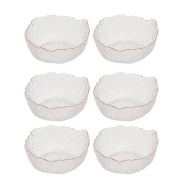 Imagem de Jogo 6 Bowl De Cristal De Chumbo Martelado Com Borda Dourada Taj 19x10cm Wolff